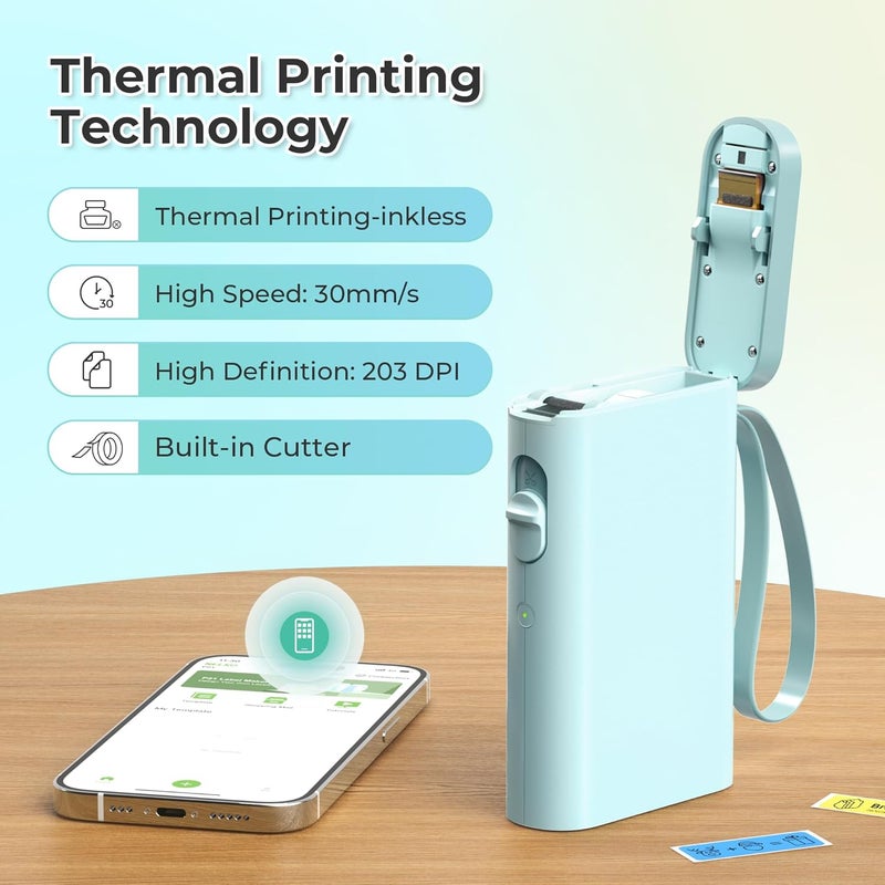 Nelko Label Maker Machine with Tape, P21 Bluetooth Label Printer, Wireless Mini Label Makers with Multiple Templates for School Office Home, Cyan - Image 5